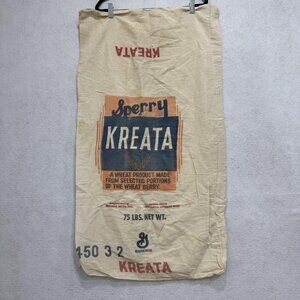 Vintage Sperry Kreata Wheat Sack 75 lbs General Mills Cloth Bag 21x41 Farm Decor